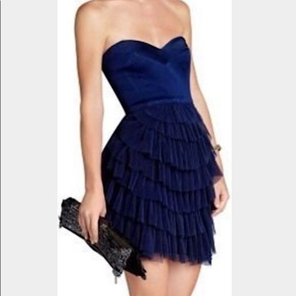 BCBGMaxAzria Navy Ruffle Mini Dress - Picture 1 of 4